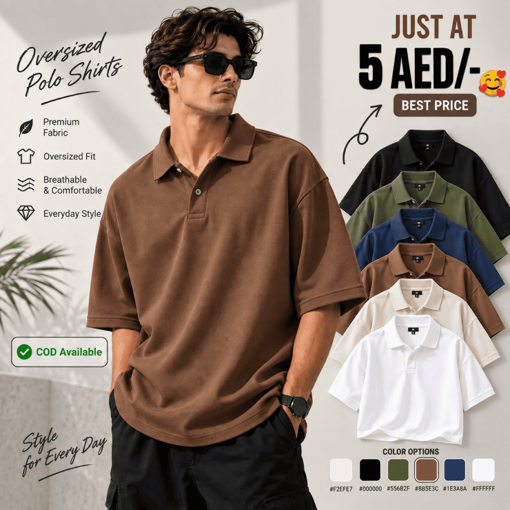 Brown Oversized Polo Shirt for Men