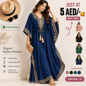 Navy Blue Kaftan Dress for Women – Elegant Luxury Fashion, Modest Wear & Premium Resort Style