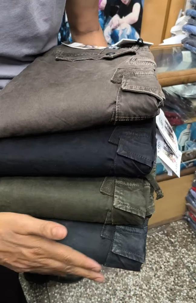 Vintage Faded Washed Cotton Cargo Pants for Men - Multi-Pocket Combat Trousers