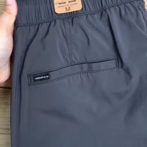 Men’s Charcoal Grey 4 Way Stretch Track Pants – Elastic Waist Lightweight Joggers with Zip Pocket