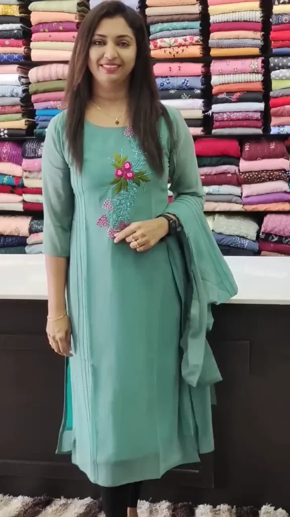 Sea Green Embroidered Kurta for Women