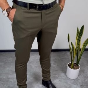Olive Green Slim Fit Trousers