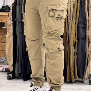 Men's Beige Tactical Cargo Joggers – Premium Streetwear Pants