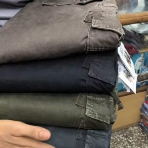 Men's Vintage Washed Cargo Trousers – Multi-Pocket Combat Style Pants with Faded Finish