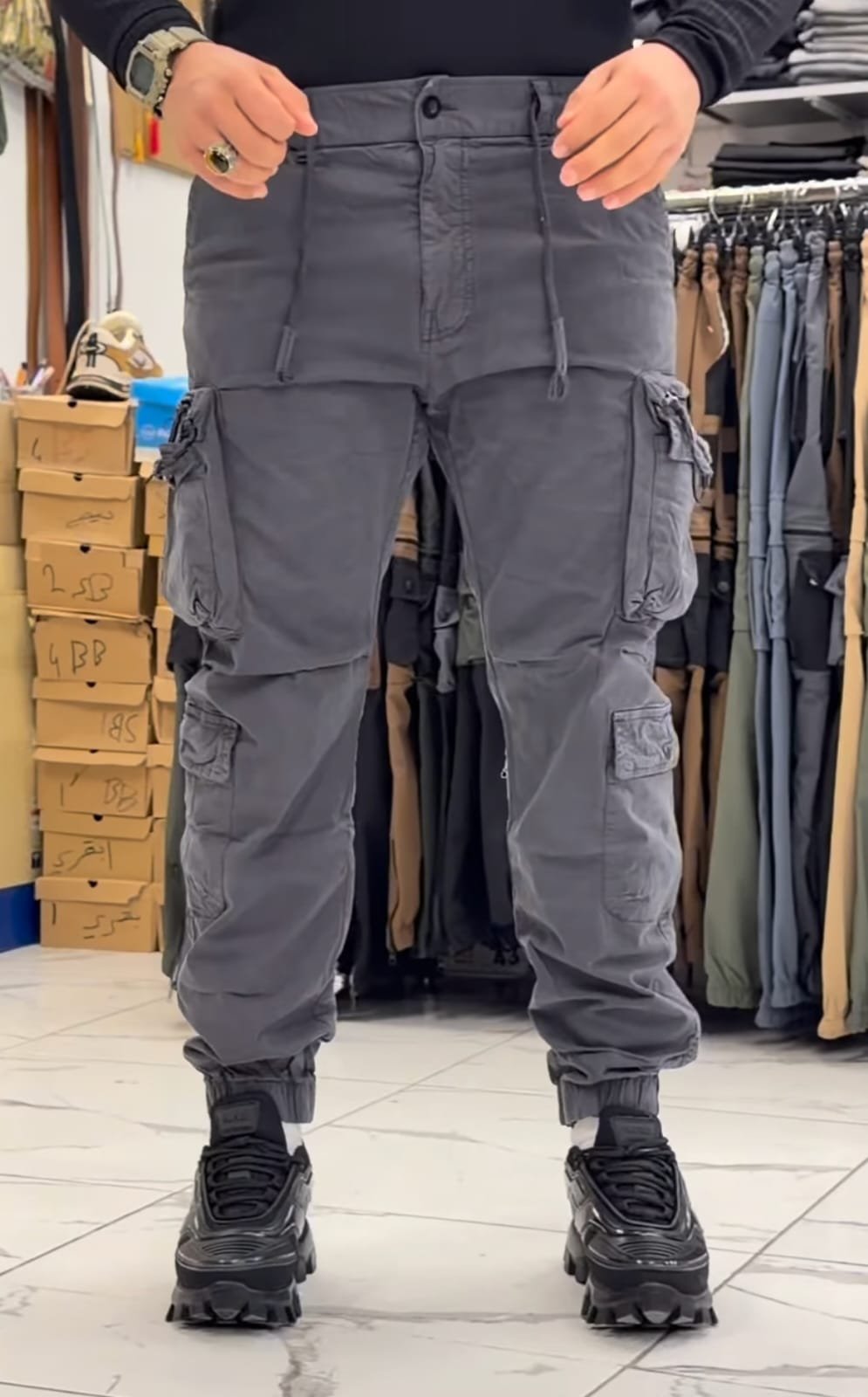 Men's Charcoal Gray Cargo Joggers – Contemporary Urban Streetwear