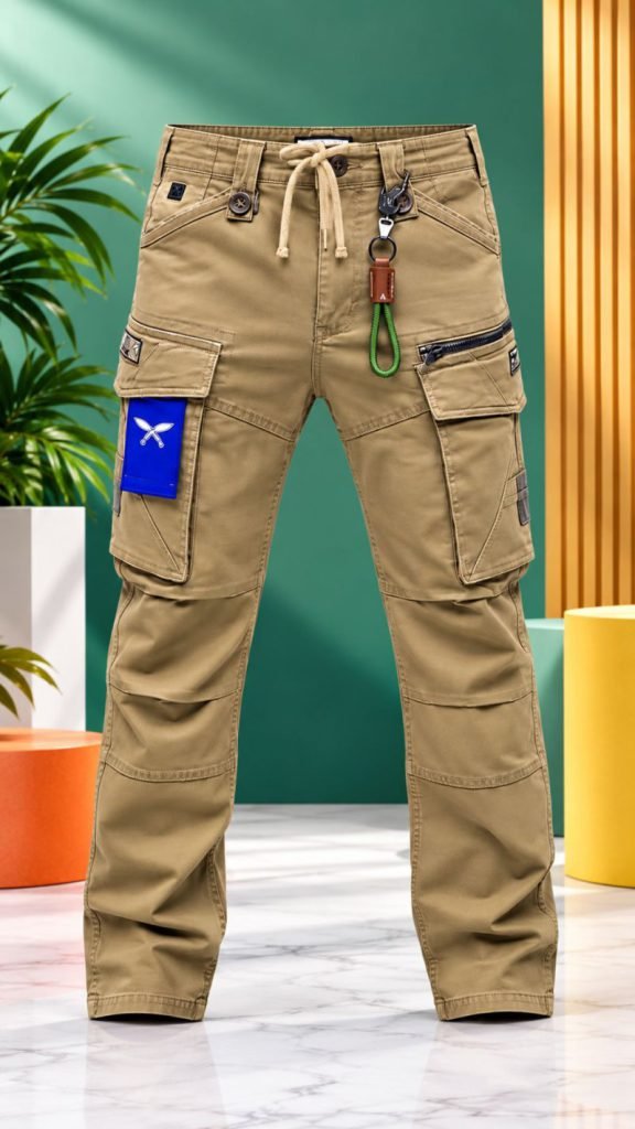 Men's Khaki Multi-Pocket Cargo Pants