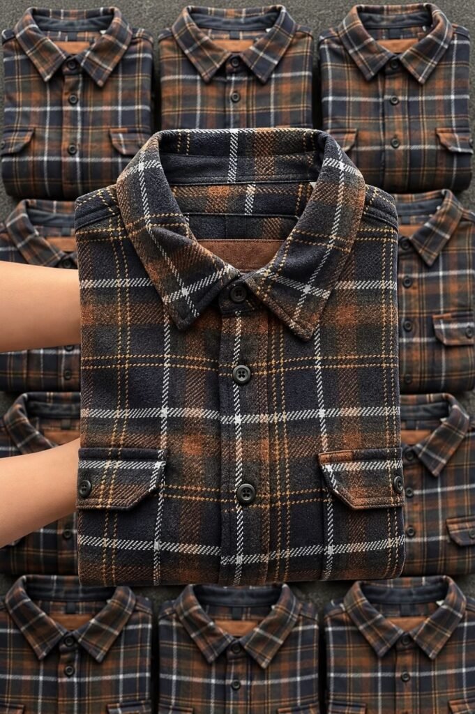 Men's Charcoal Plaid Flannel Shacket