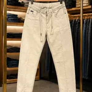 Men's Beige Drawstring Pants – Contemporary Smart Fit Casual Trousers