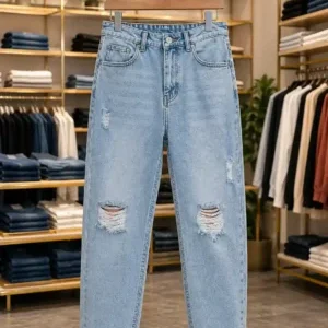 Men's Stylish Distressed Denim Jeans – Azure Slim-Fit Everyday Collection