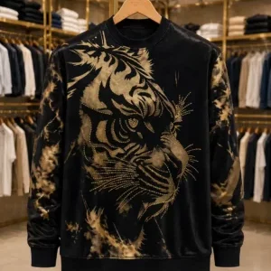 Men's Black Tiger Print Sweatshirt Full Sleeve – Affordable Premium Style